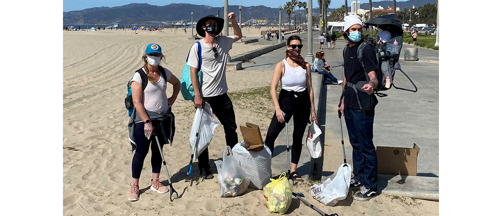 Volunteer trash pickup on the beach of Santa Monica California. 5 helpful friends gathered over 60lbs of garbage. Keeping the community and natural environment clean and safe for all to enjoy.